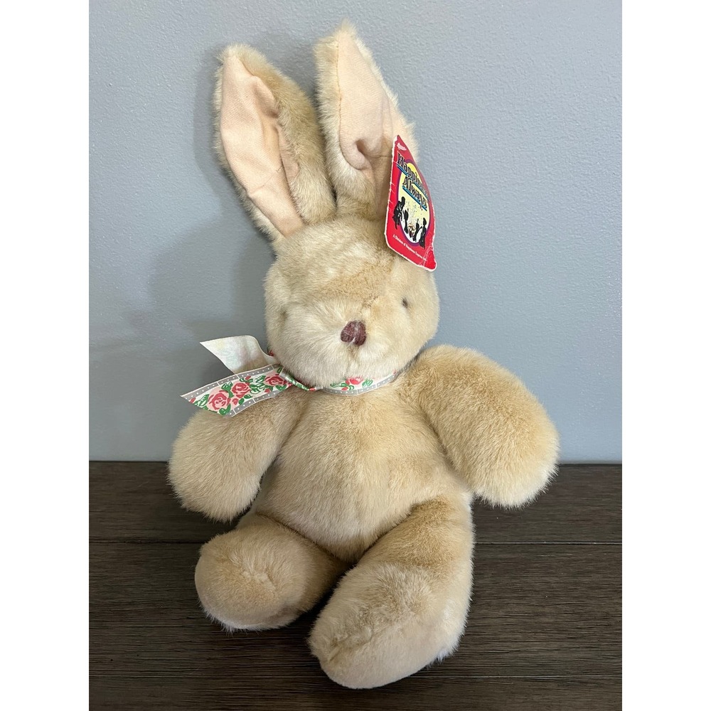 Vintage Easter Bobbie Bunny Rabbit with Floral Neck Bow Plush